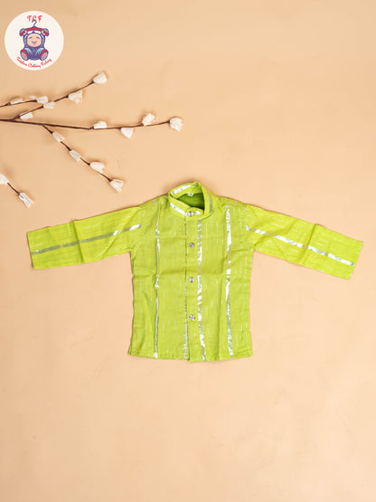 Pastel Green & Silver - Boys Printed Kurta With Pant