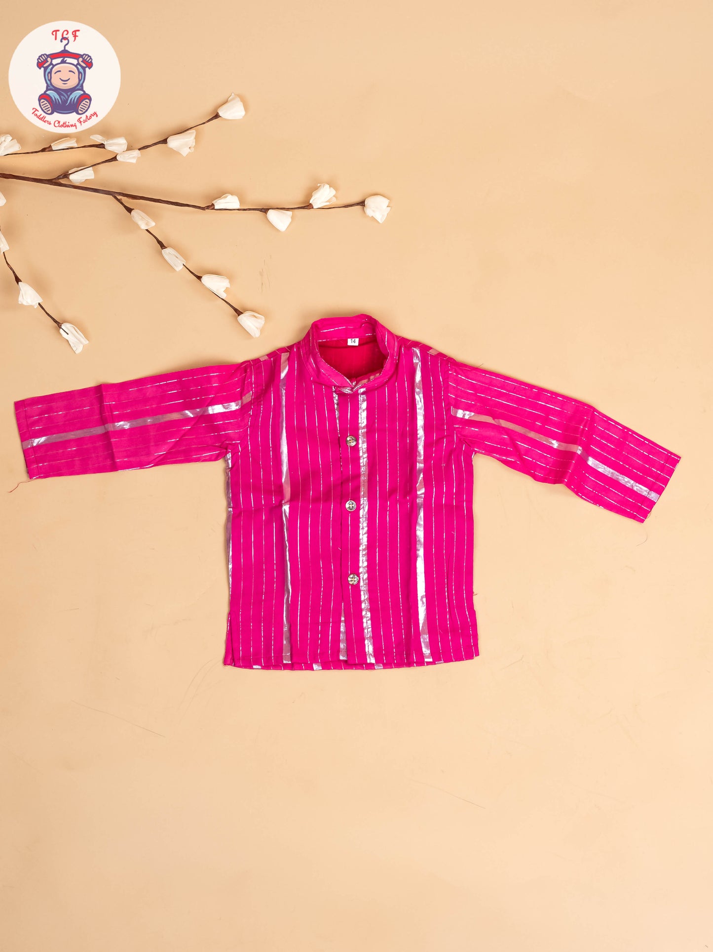 Pink & Silver - Boys Printed Kurta With Pant