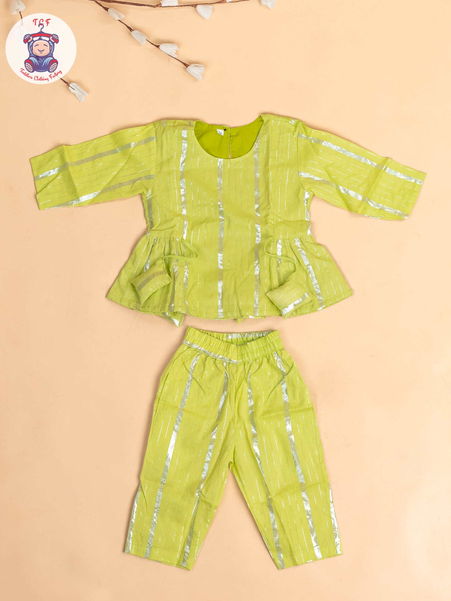 Pastel Green & Silver - Girls Printed Salwar