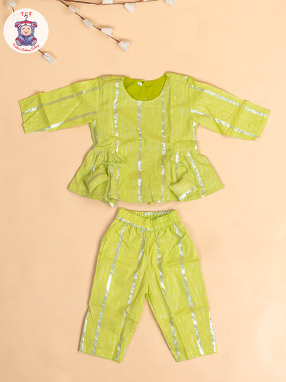Pastel Green & Silver - Girls Printed Salwar