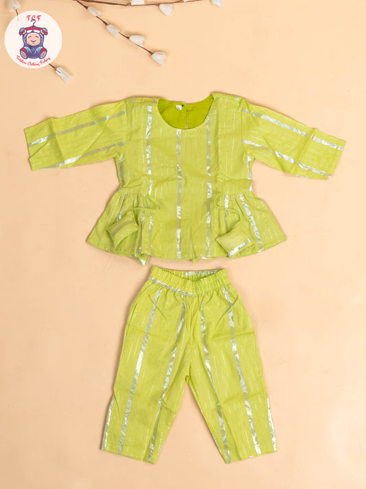 Pastel Green & Silver - Girls Printed Salwar