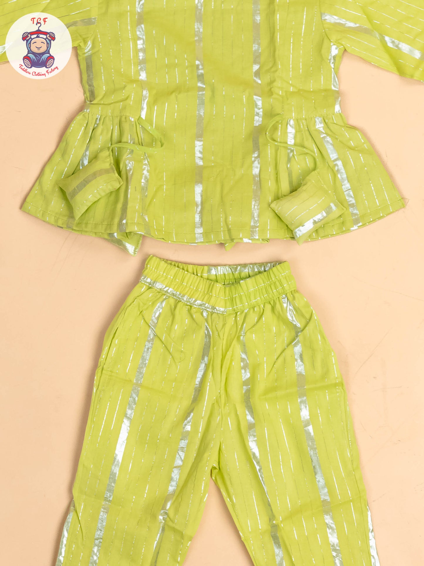 Pastel Green & Silver - Girls Printed Salwar