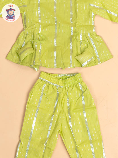 Pastel Green & Silver - Girls Printed Salwar