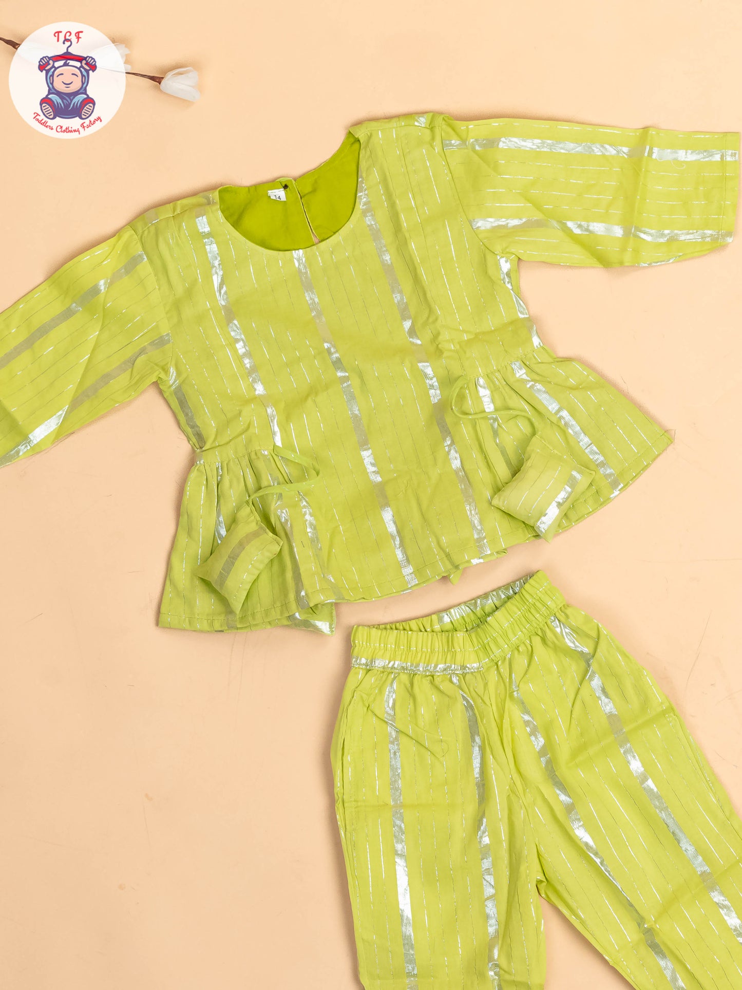 Pastel Green & Silver - Girls Printed Salwar
