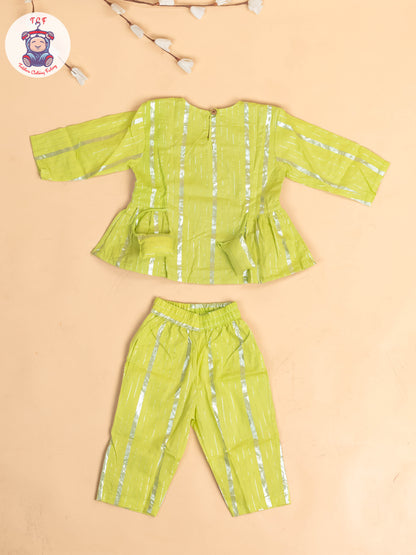 Pastel Green & Silver - Girls Printed Salwar