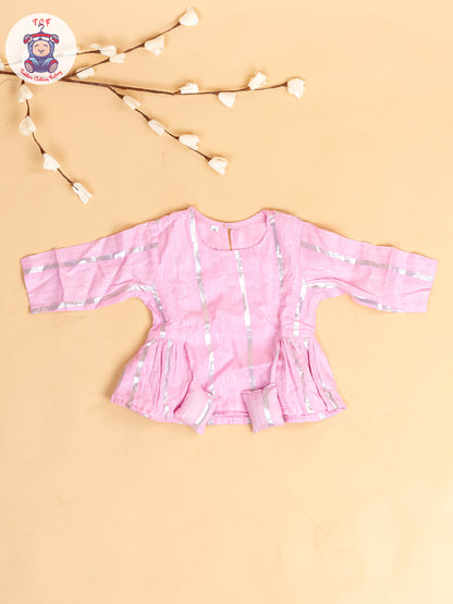 Baby Pink & Silver - Girls Printed Salwar