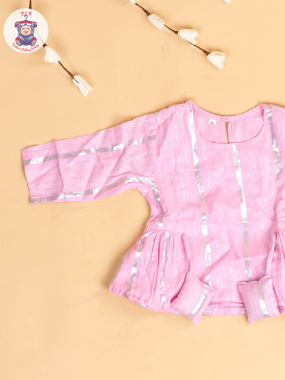 Baby Pink & Silver - Girls Printed Salwar