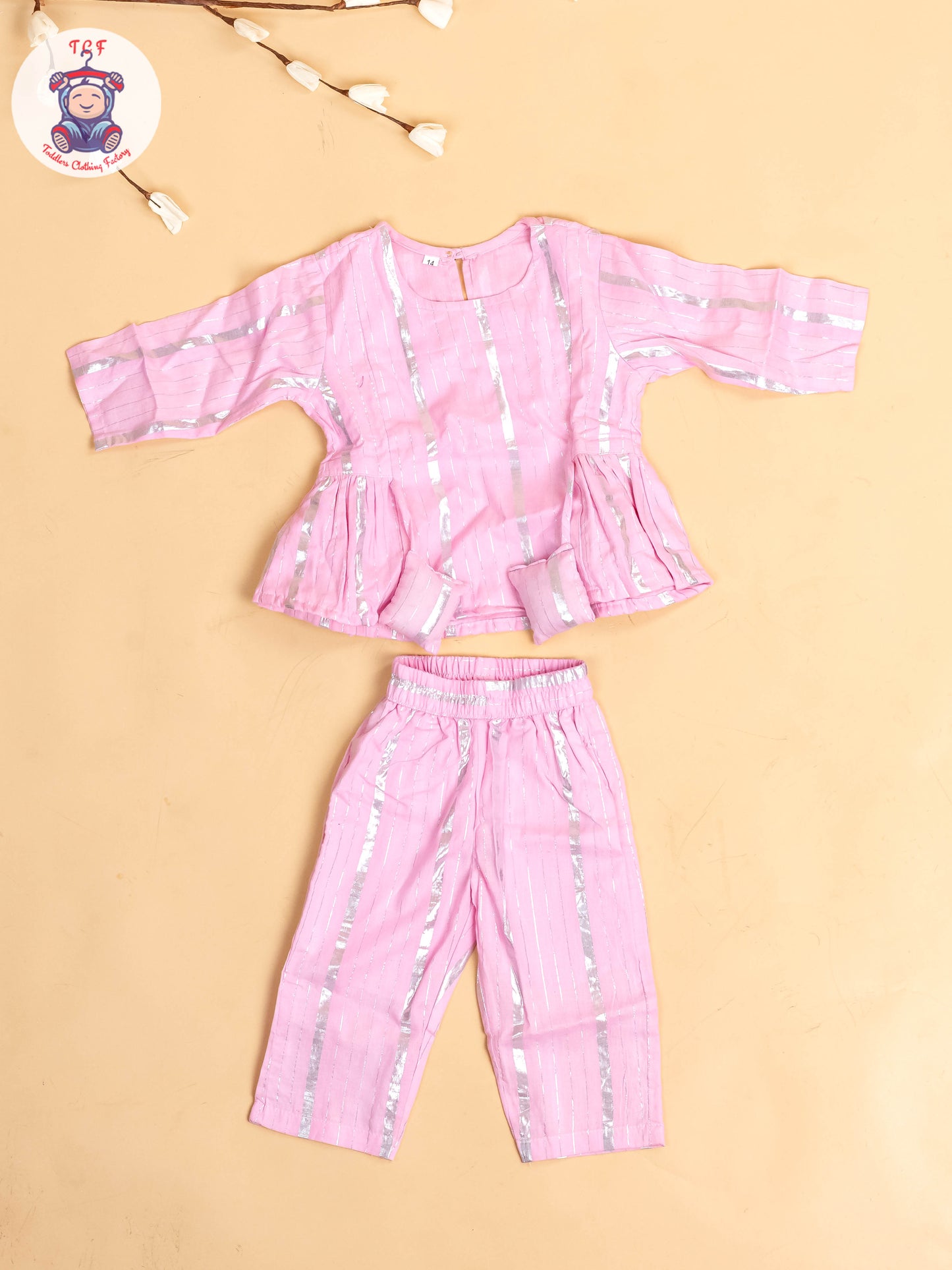 Baby Pink & Silver - Girls Printed Salwar