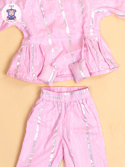 Baby Pink & Silver - Girls Printed Salwar