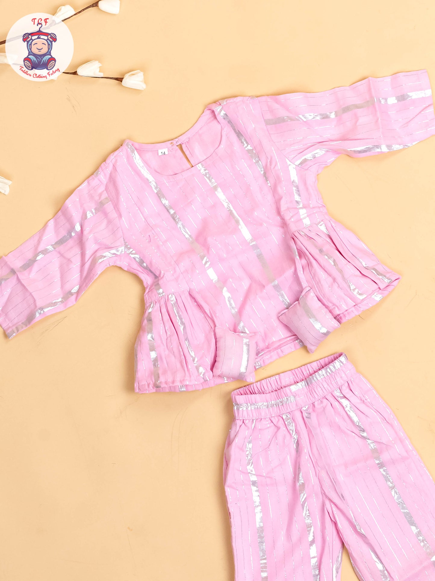 Baby Pink & Silver - Girls Printed Salwar