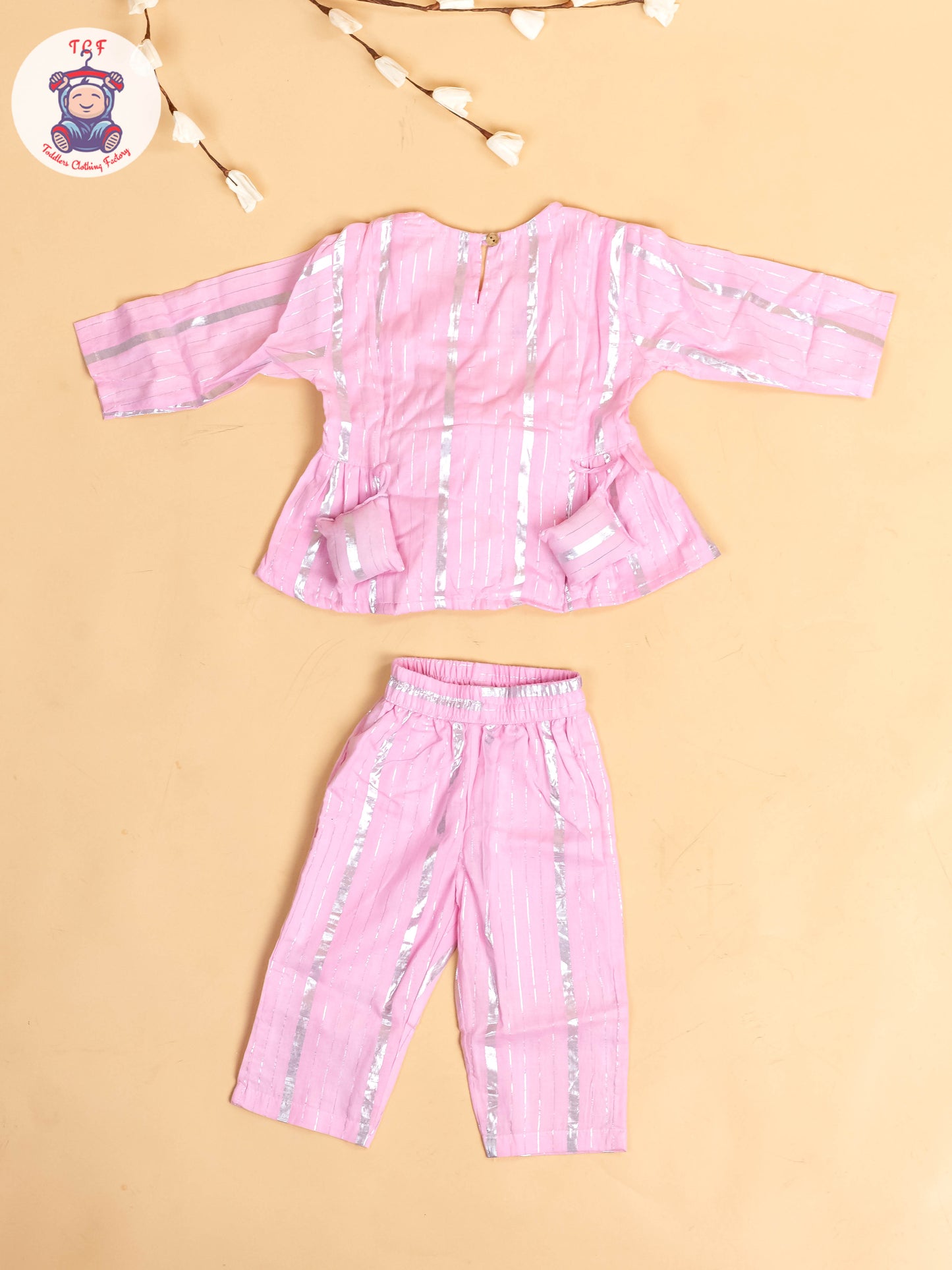 Baby Pink & Silver - Girls Printed Salwar
