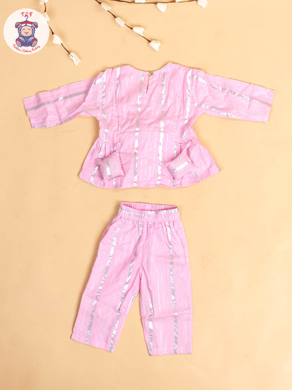 Baby Pink & Silver - Girls Printed Salwar