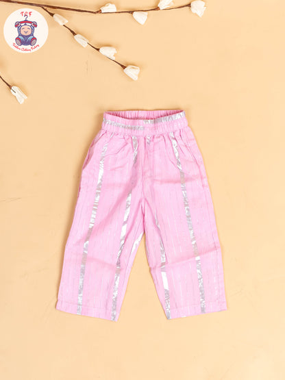 Baby Pink & Silver - Girls Printed Salwar