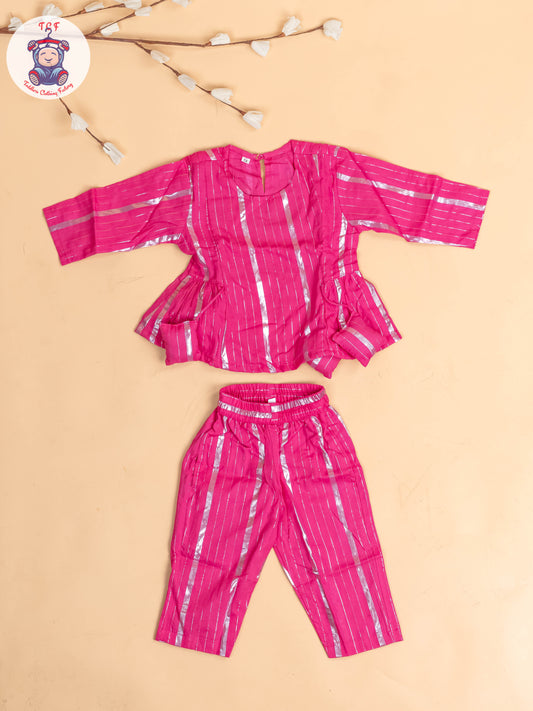 Purple & Silver - Girls Printed Salwar