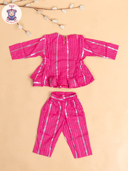 Purple & Silver - Girls Printed Salwar