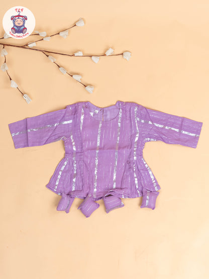 Lavender & Silver - Girls Printed Salwar