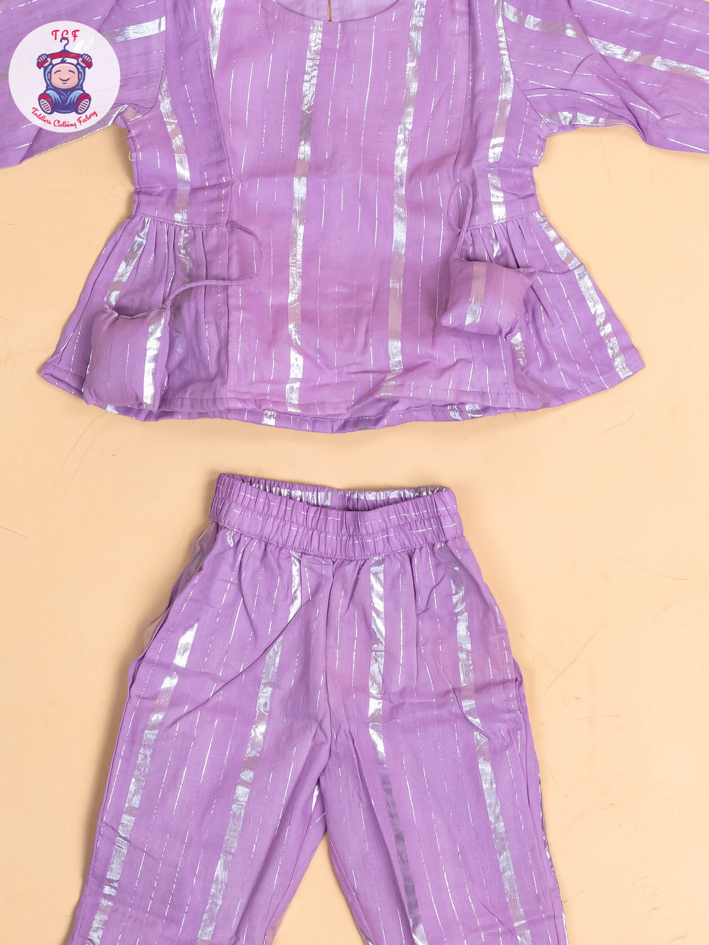 Lavender & Silver - Girls Printed Salwar