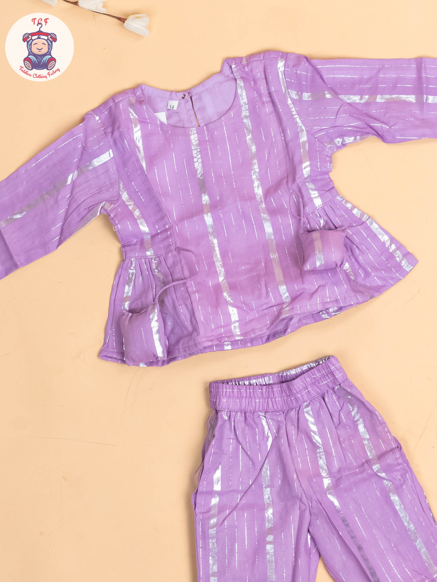 Lavender & Silver - Girls Printed Salwar