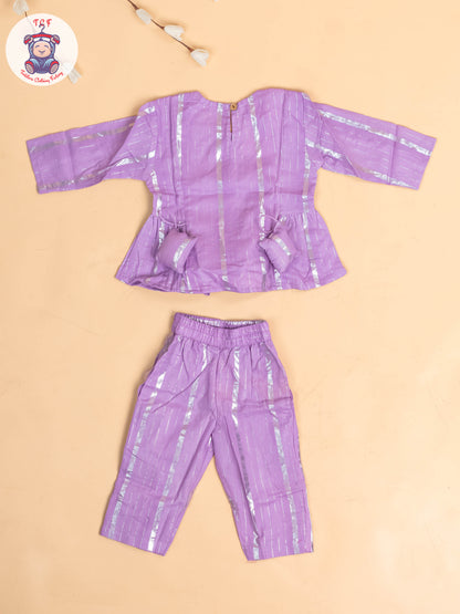 Lavender & Silver - Girls Printed Salwar