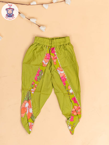 Light Green - Girls Floral printed Dhoti Salwar