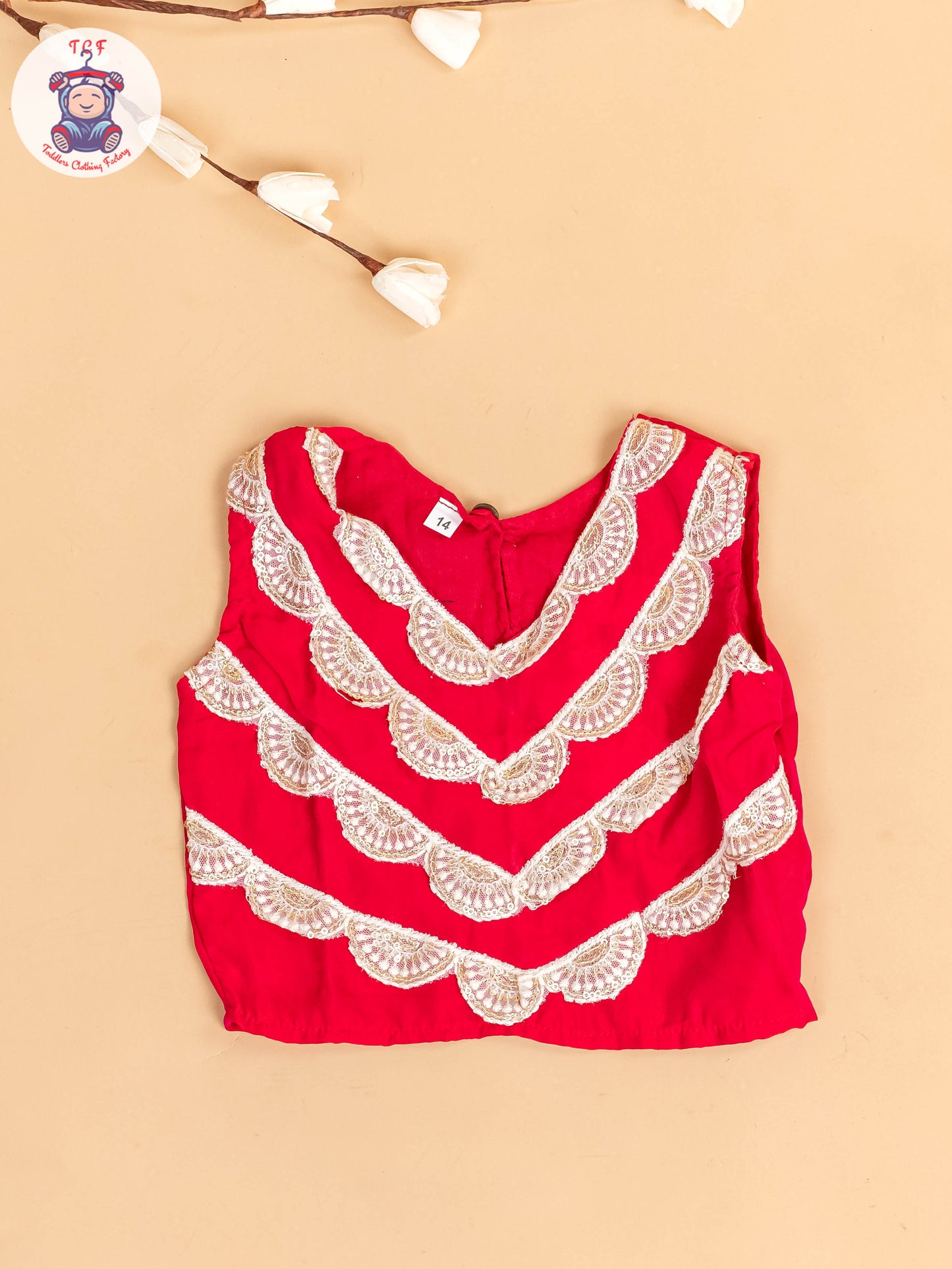 Red - Girls Embroidery Printed Lehenga Choli