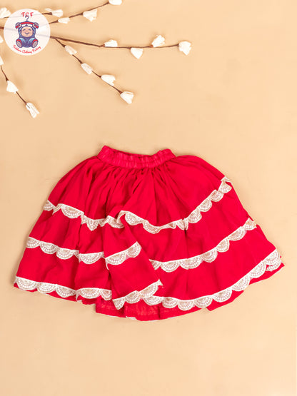 Red - Girls Embroidery Printed Lehenga Choli