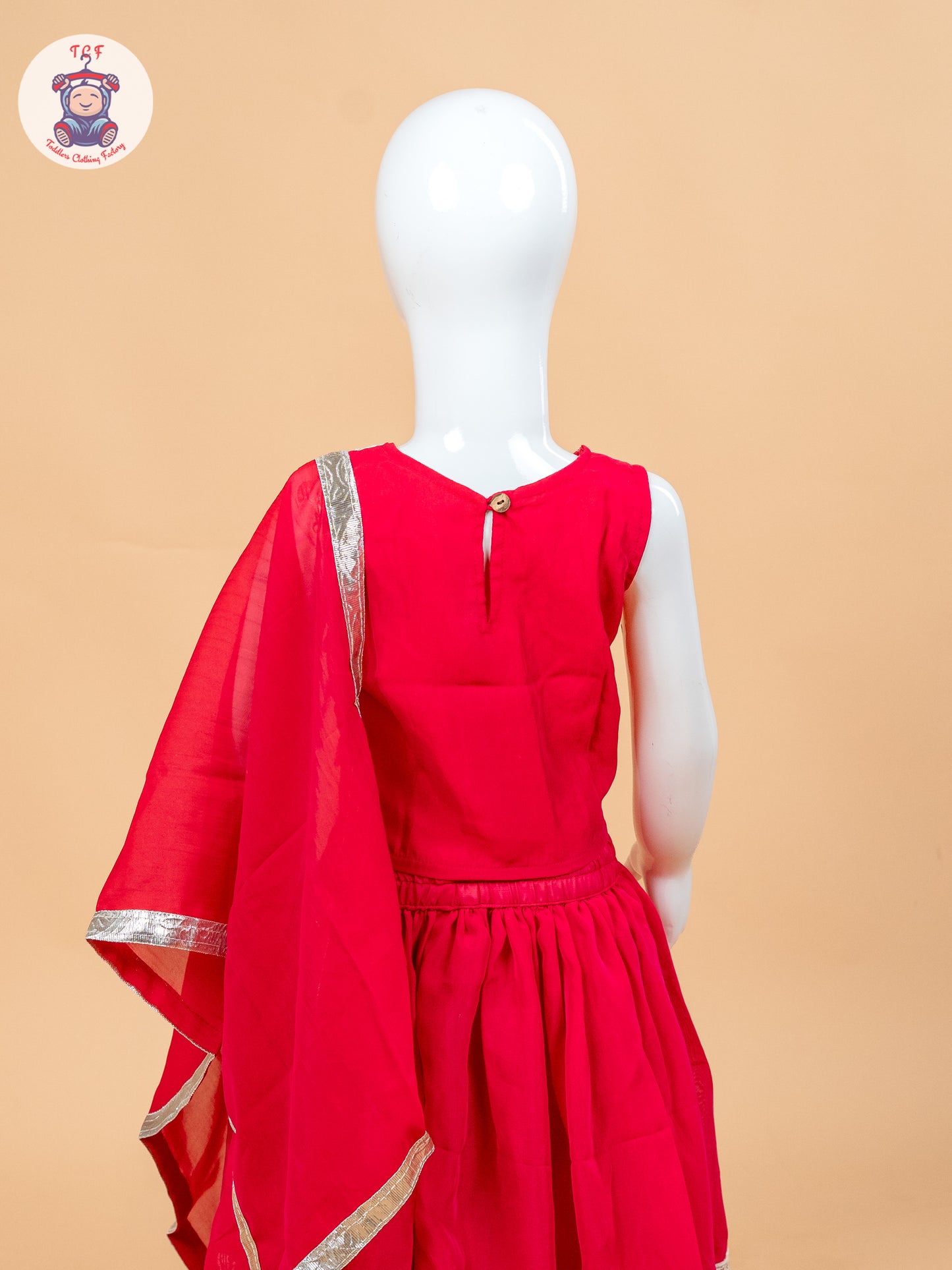 Red - Girls Embroidery Printed Lehenga Choli