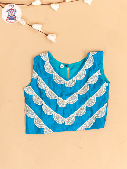 Blue - Girls Embroidery Printed Lehenga Choli