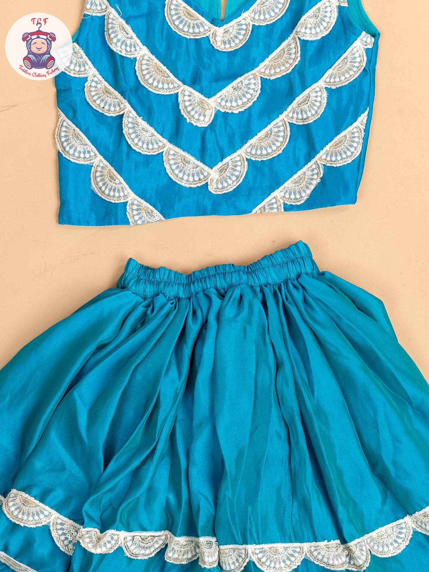 Blue - Girls Embroidery Printed Lehenga Choli
