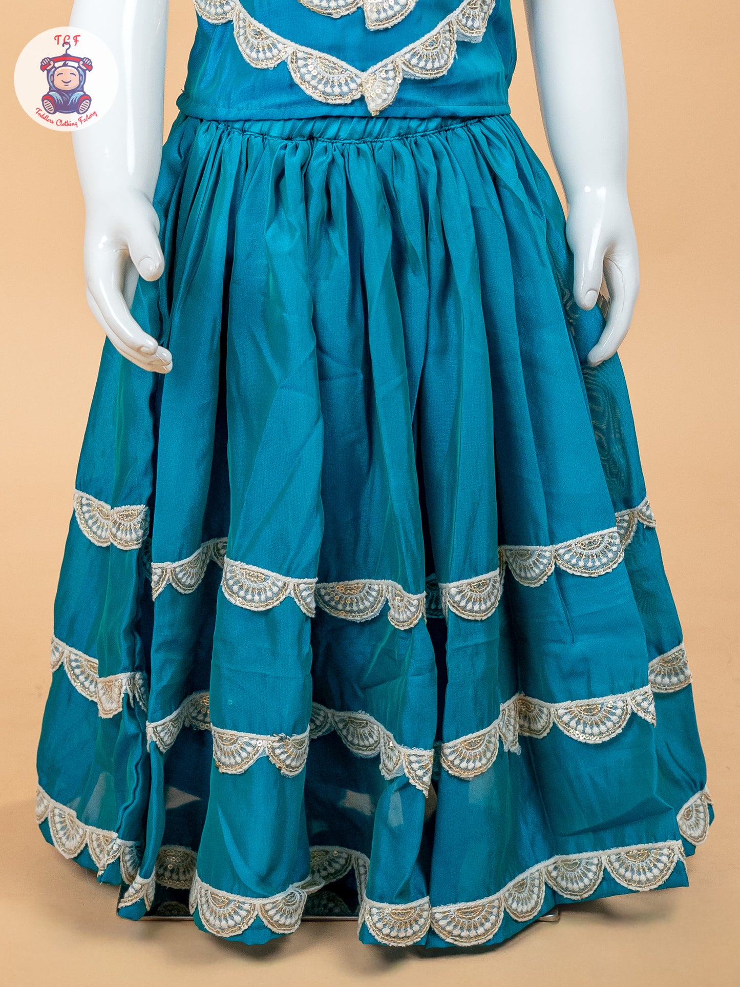 Blue - Girls Embroidery Printed Lehenga Choli