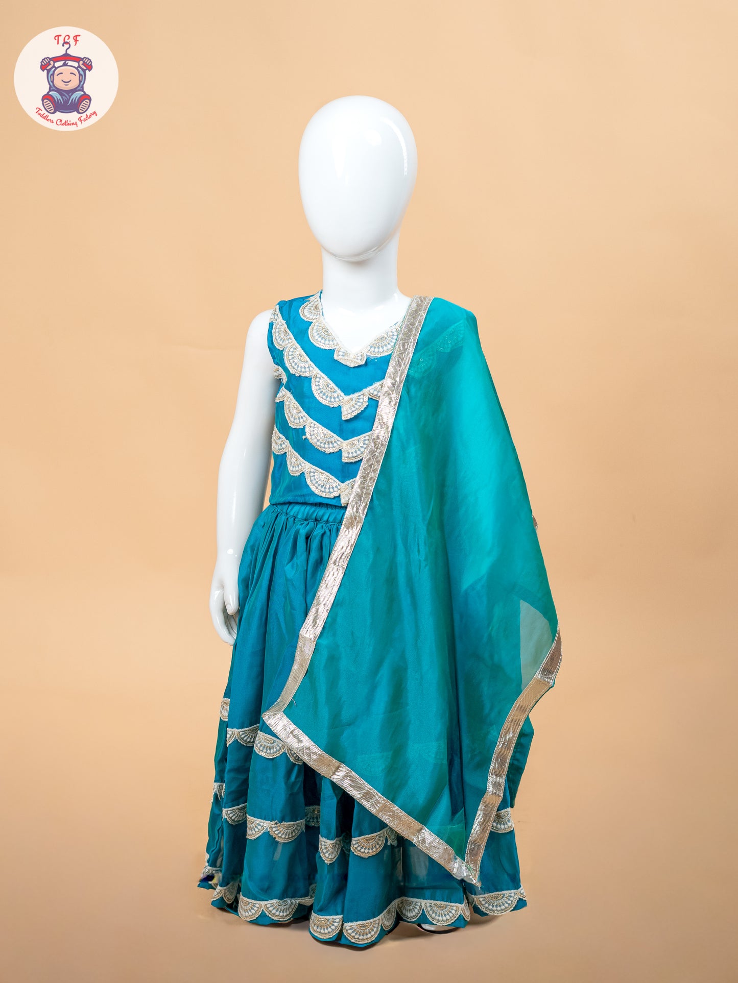 Blue - Girls Embroidery Printed Lehenga Choli