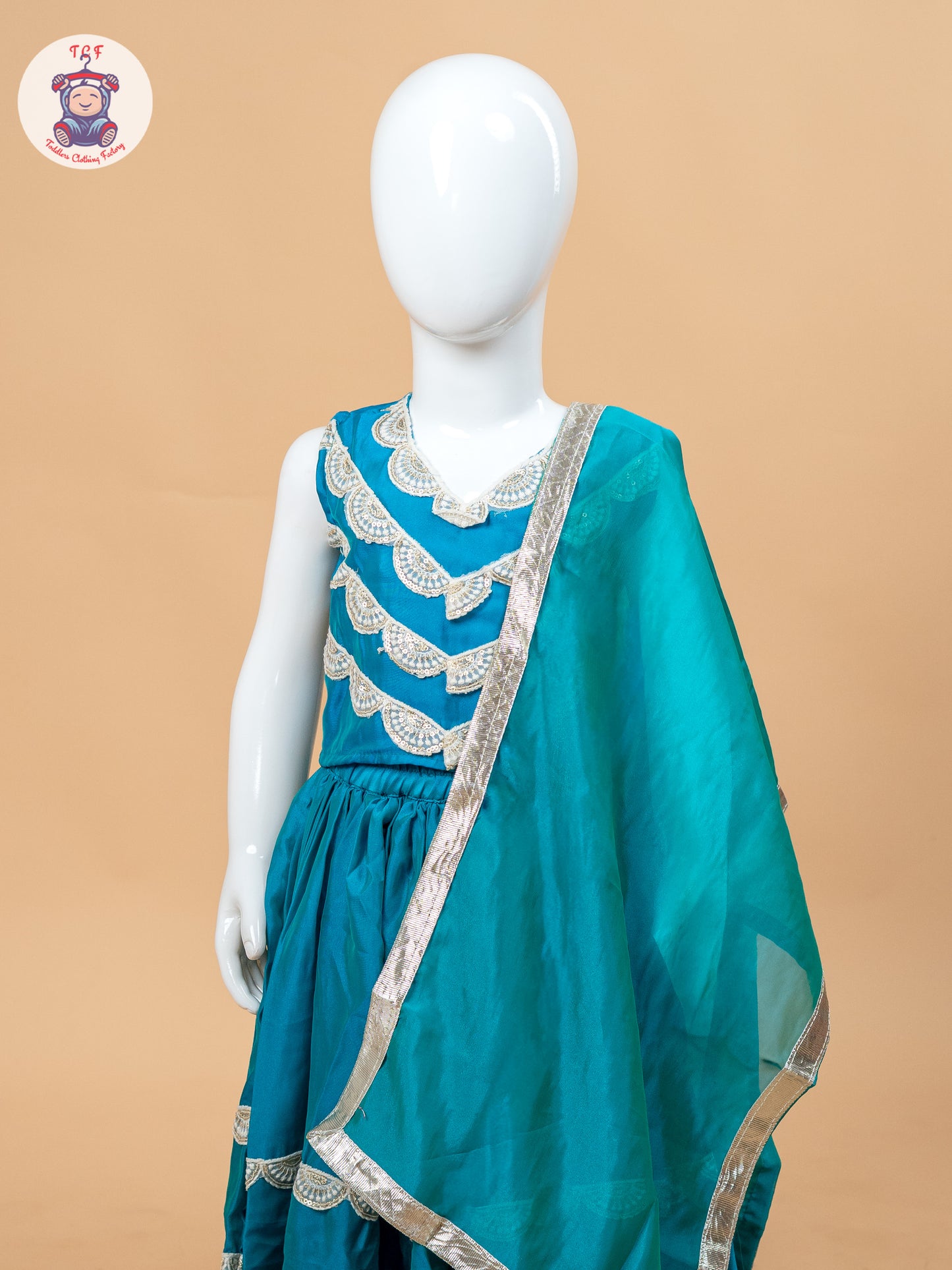 Blue - Girls Embroidery Printed Lehenga Choli