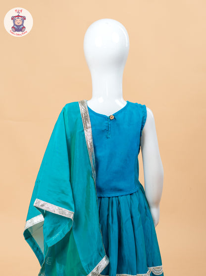Blue - Girls Embroidery Printed Lehenga Choli