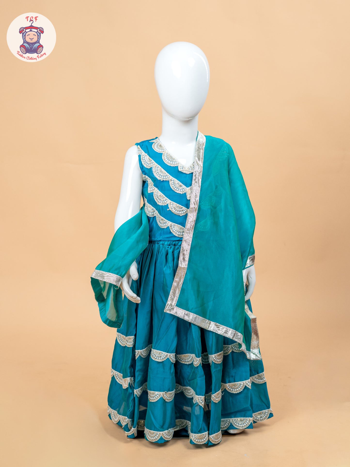 Blue - Girls Embroidery Printed Lehenga Choli