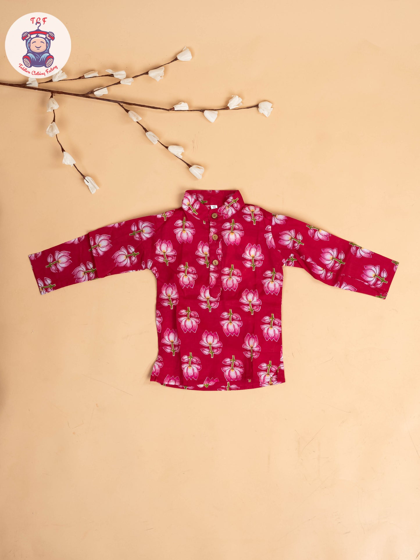 Pink - Boys Floral Printed Kurta With Pant