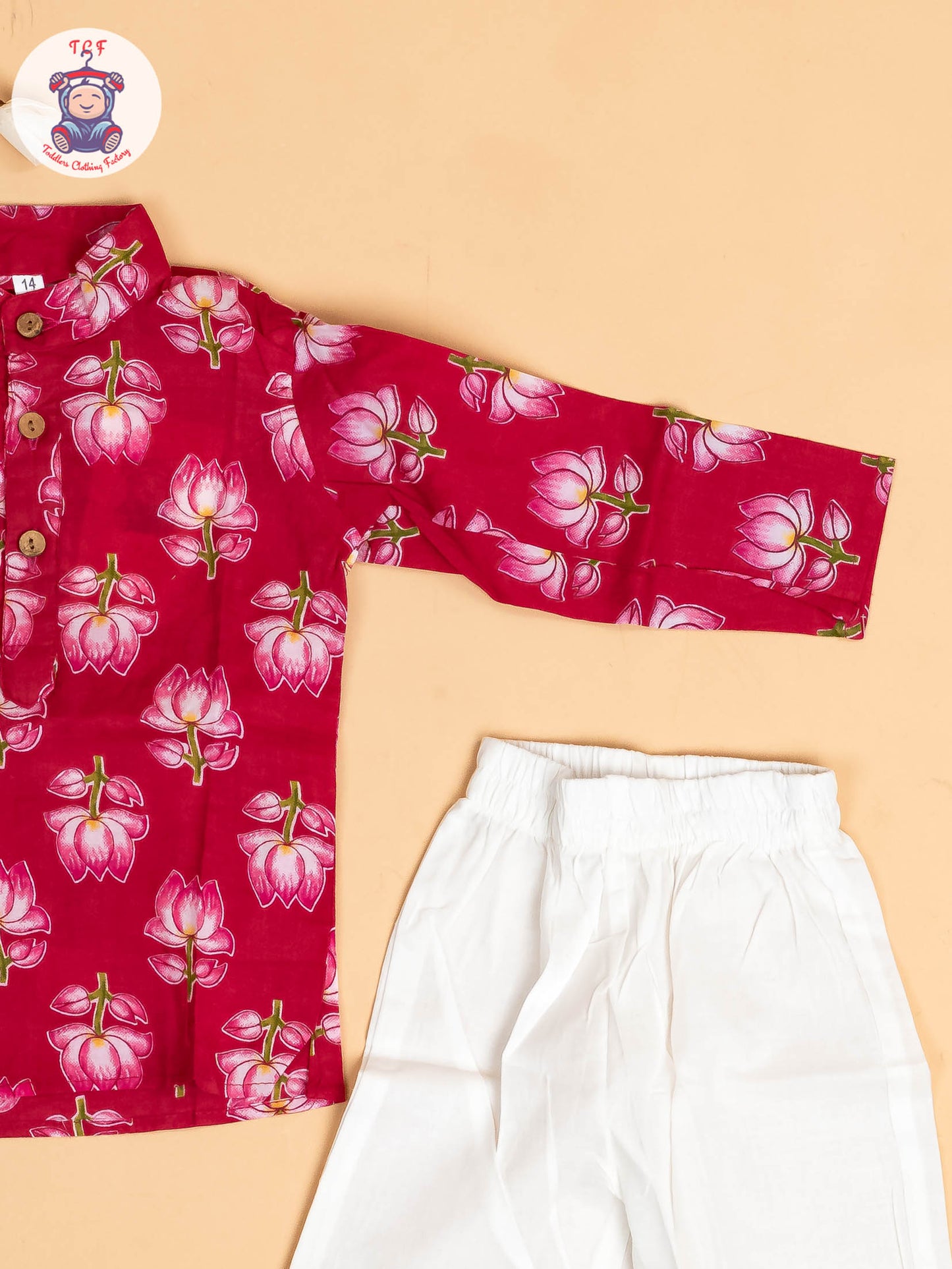 Pink - Boys Floral Printed Kurta With Pant