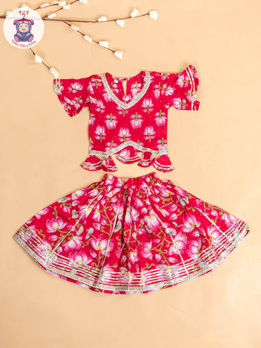 Pink - Girls Floral Printed Salwar