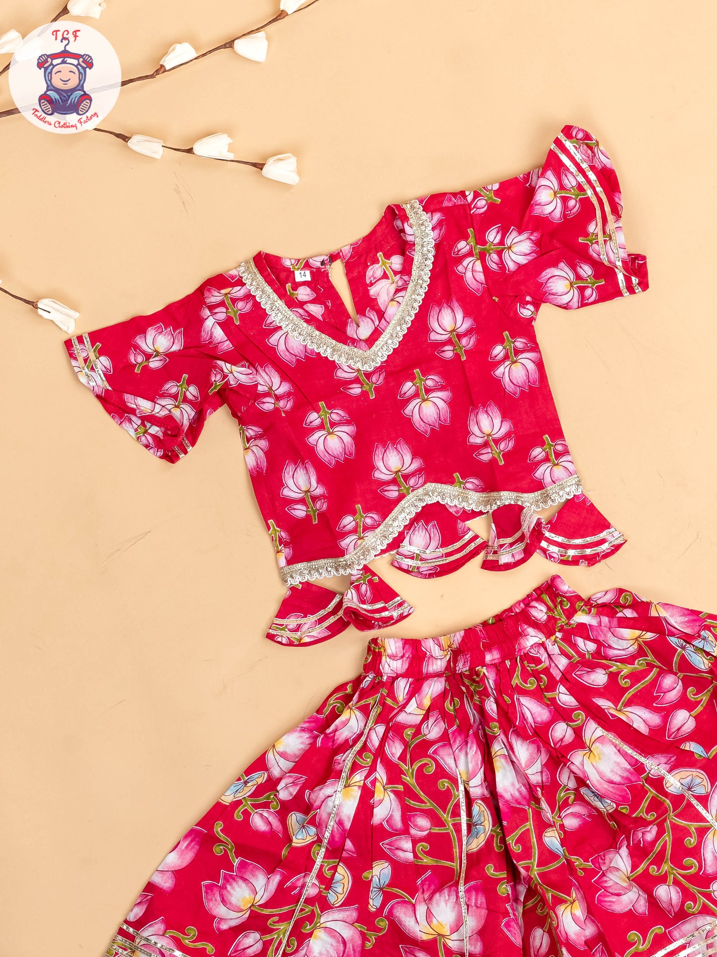 Pink - Girls Floral Printed Salwar