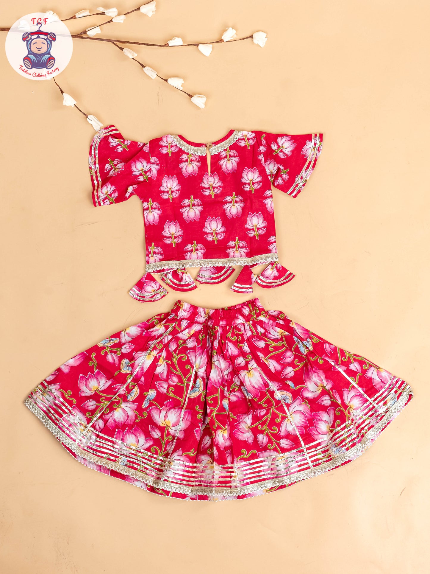 Pink - Girls Floral Printed Salwar