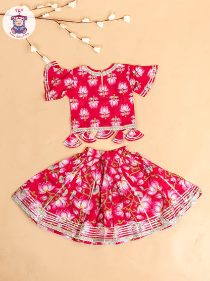 Pink - Girls Floral Printed Salwar