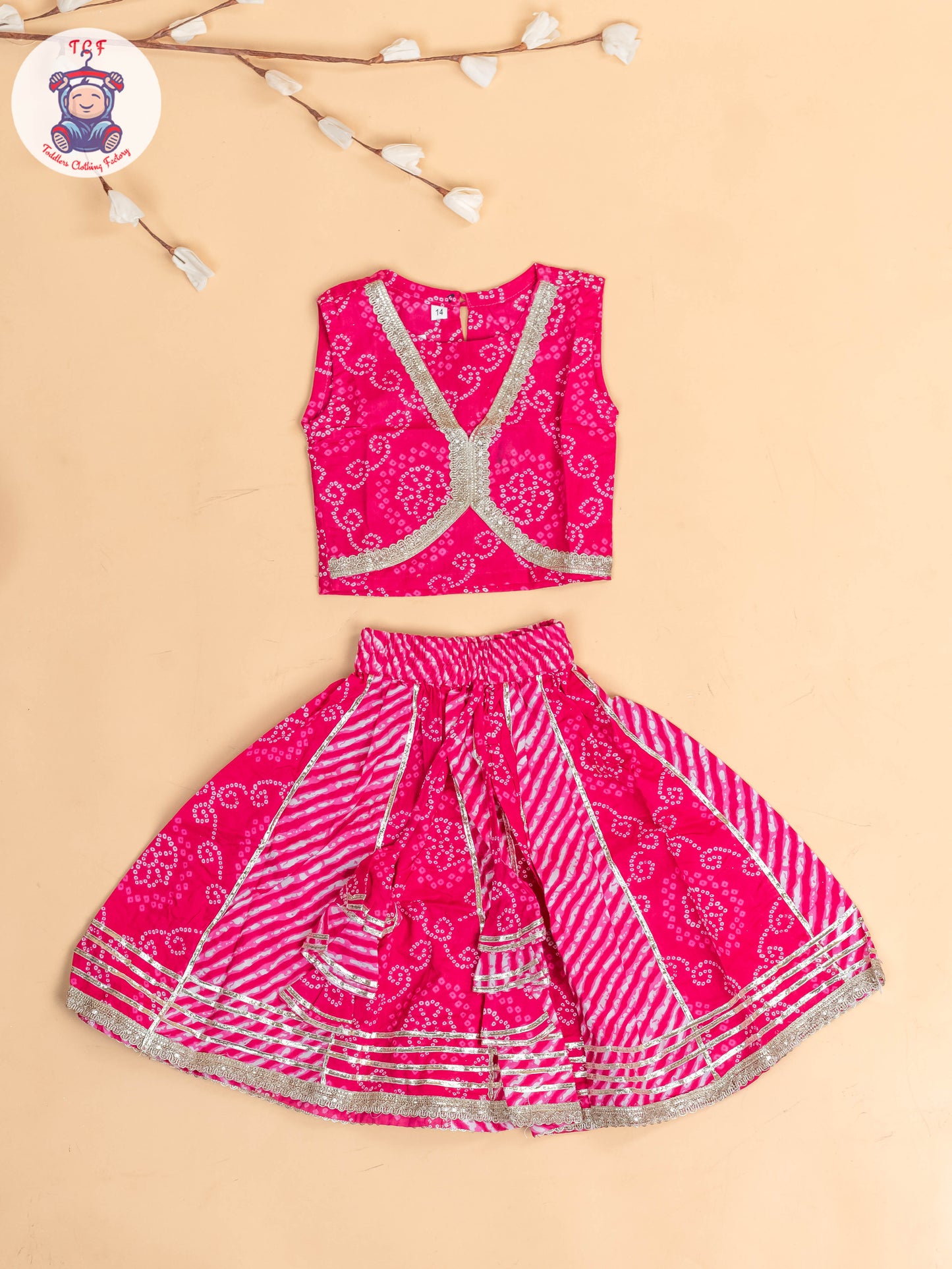 Pink - Girls Embroidery Printed Lehenga Choli