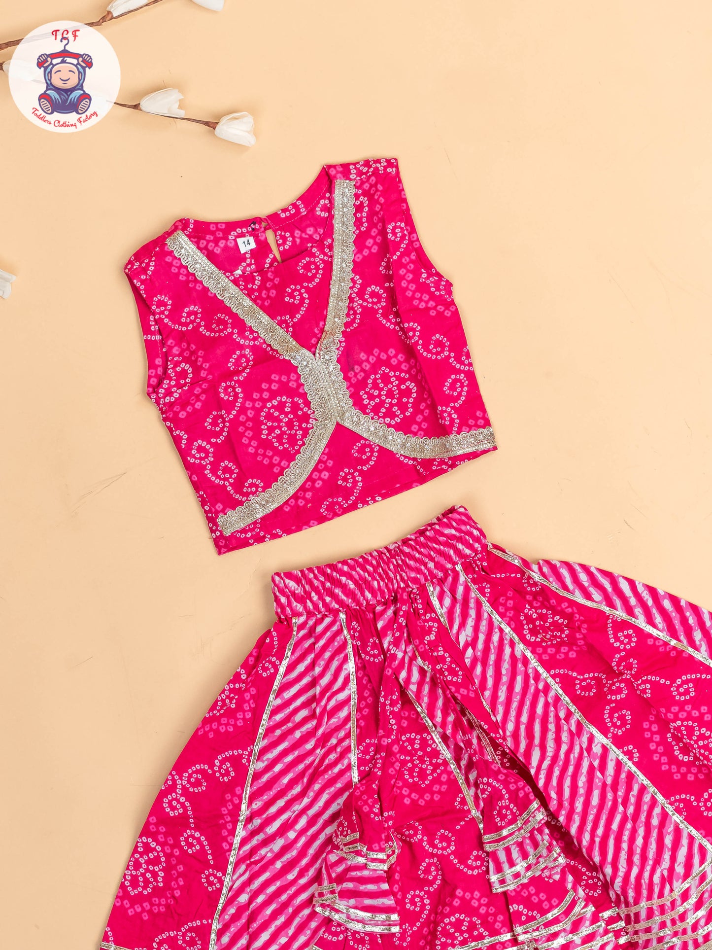 Pink - Girls Embroidery Printed Lehenga Choli