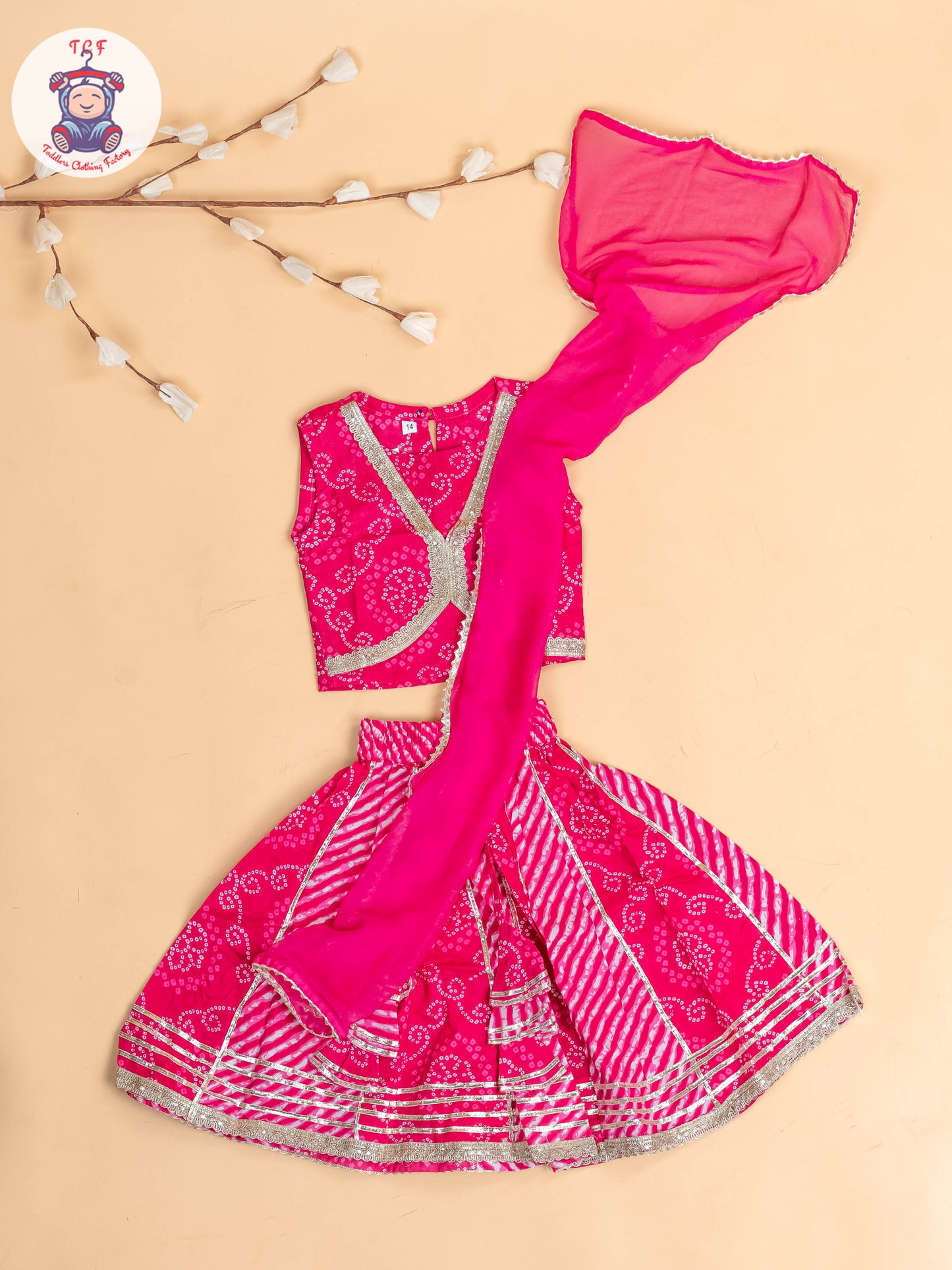 Pink - Girls Embroidery Printed Lehenga Choli