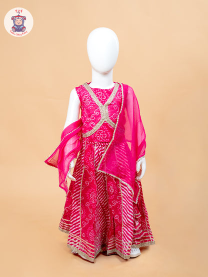 Pink - Girls Embroidery Printed Lehenga Choli