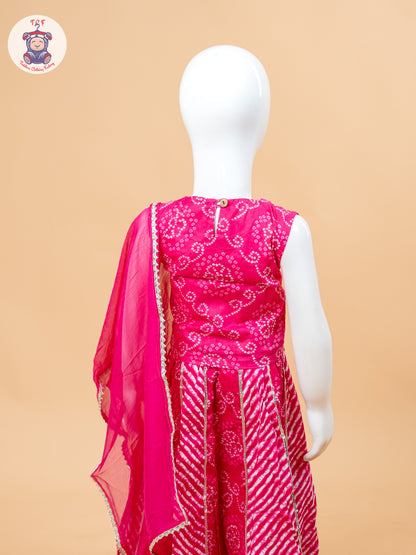 Pink - Girls Embroidery Printed Lehenga Choli