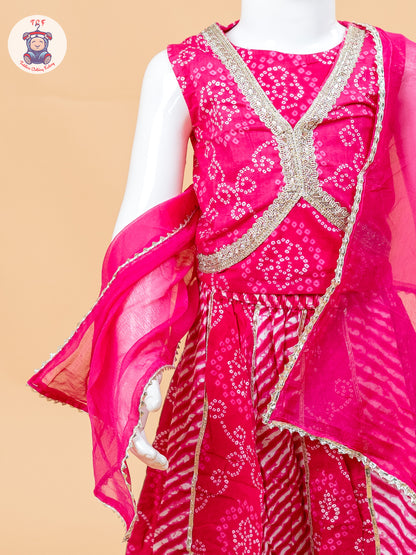 Pink - Girls Embroidery Printed Lehenga Choli