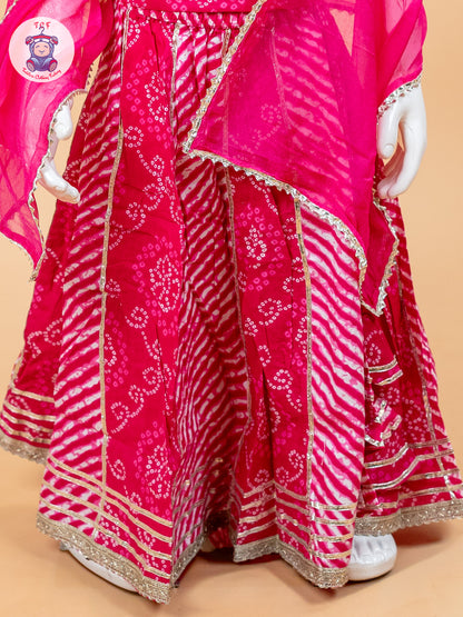 Pink - Girls Embroidery Printed Lehenga Choli