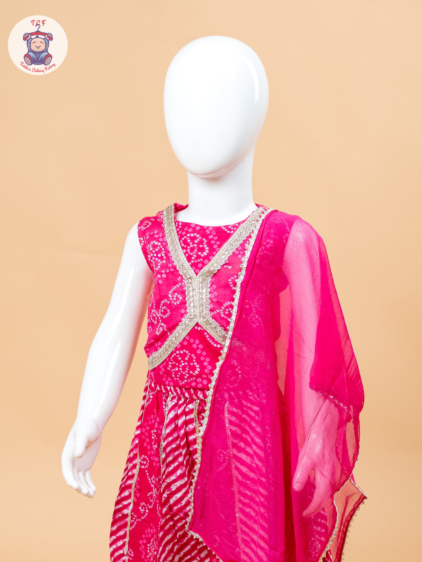 Pink - Girls Embroidery Printed Lehenga Choli
