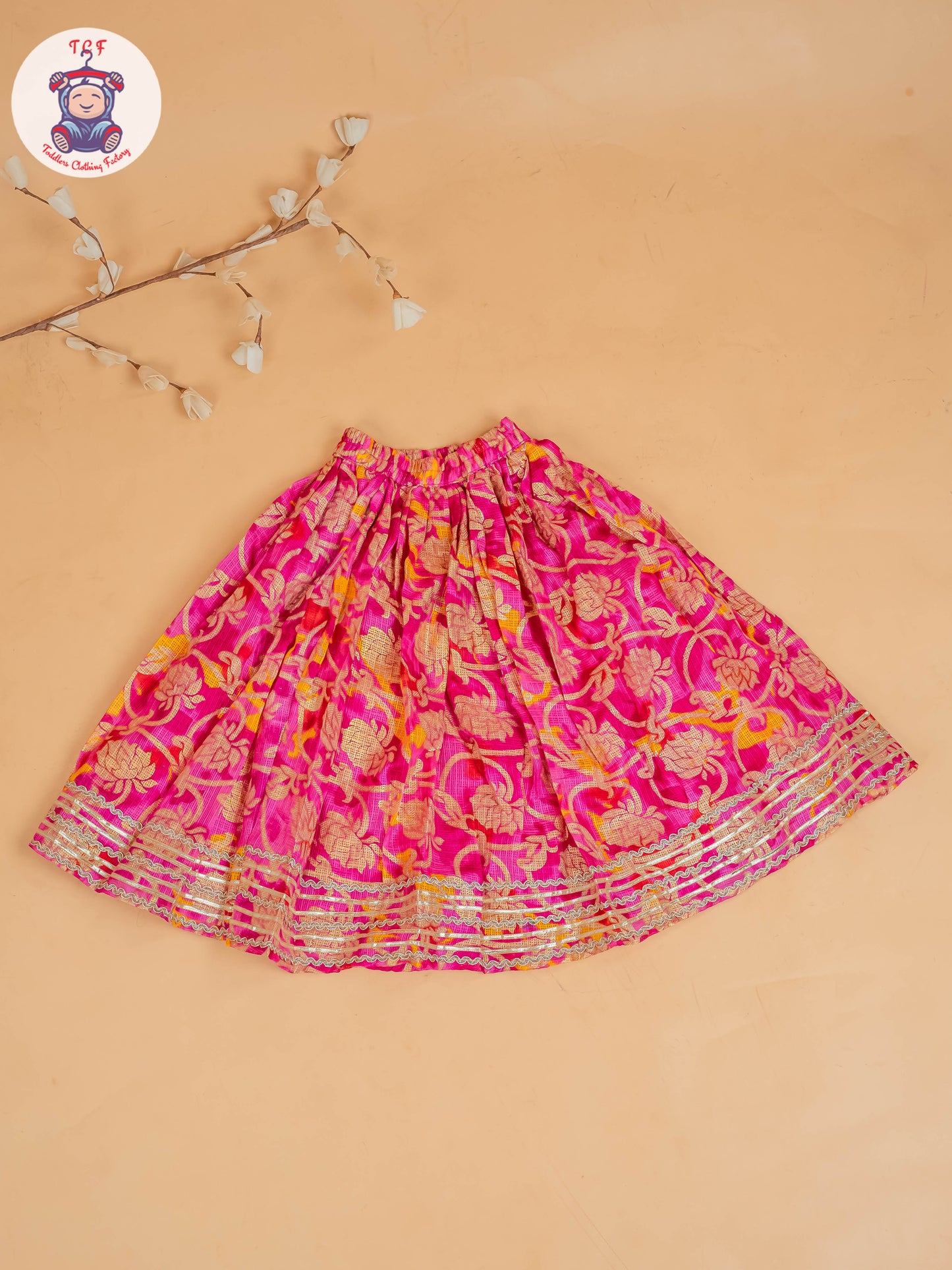 Pink - Girls Embroidery Floral Printed Lehenga Choli