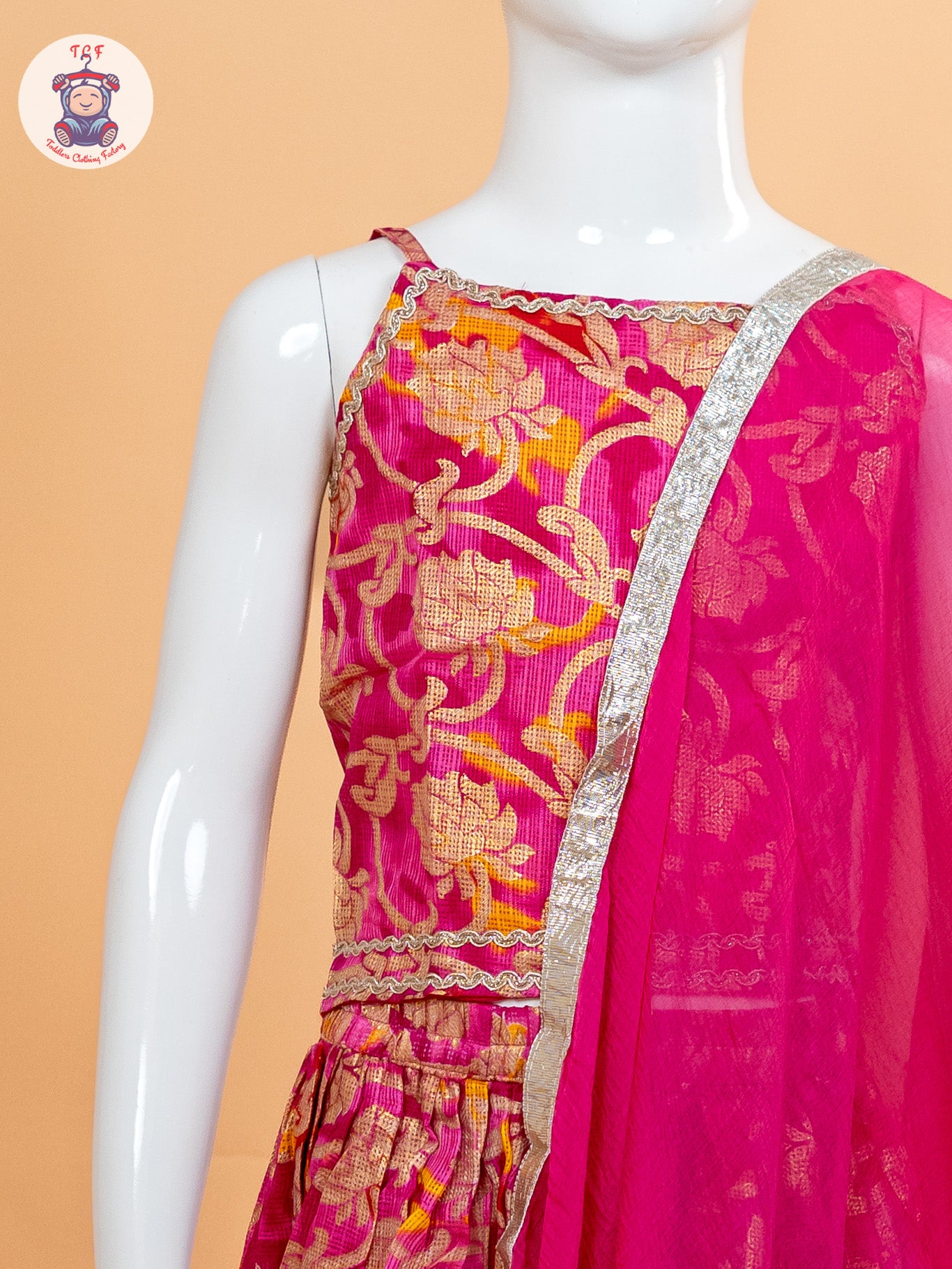Pink - Girls Embroidery Floral Printed Lehenga Choli